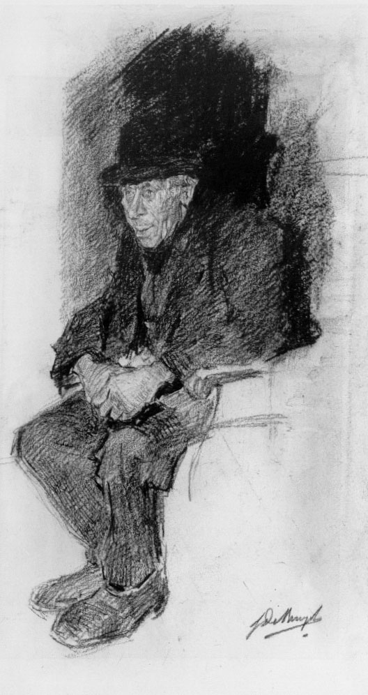 B0136   HET PERSONAGE UIT DE THEATERLOGE VAN EMILE VAN VOOREN.
