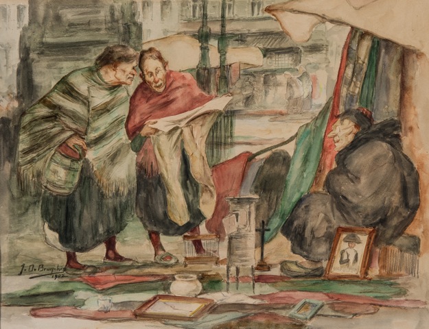 A.264 OP DE MARKT GENT 1902
Oude markt op de Vrijdagsmarkt aan de voet van het standbeeld van Jacob Van Artevelde - 1902.
Van deze aquarel bestaat er een versie welke dubbel zo groot is.
De Vuyst maart 2014
