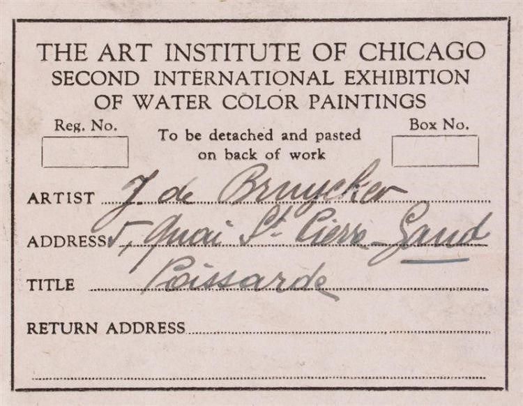 J.D.B.600  LABEL OP DE RUGKANT VAN HET WERK VOOR EEN EXPOSITIE IN THE ART INSTITUTE-CHICAGO/U.S.A. - TENTOONSTELLING 1930
