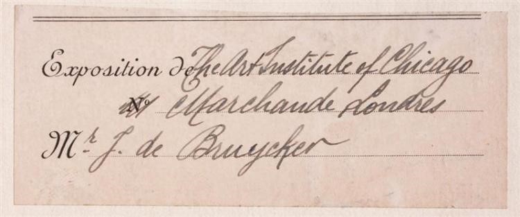 J.D.B.600  LABEL OP DE RUGKANT VAN HET WERK VOOR EEN EXPOSITIE IN THE ART INSTITUTE-CHICAGO/U.S.A. - TENTOONSTELLING 1930
