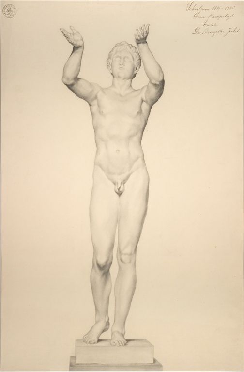 B0141  ACADEMISCHE TEKENING DOOR JULES DE BRUYCKER.
Schooljaar 1885-1886 derde kampstrijd "tweede"
