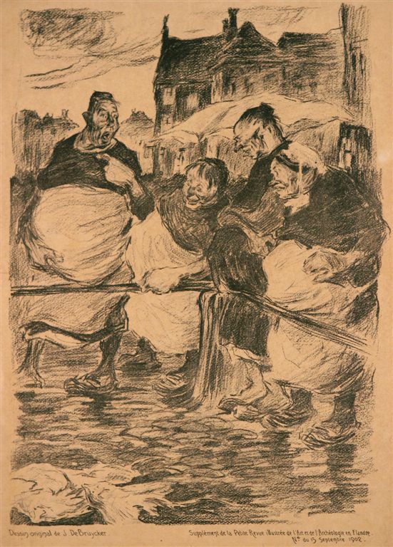D.099  SUPPLEMENT DE LA PETITE REVUE ILLUSTREE DE L'ART EN FLANDRE 15/09/1902
Van dit werk is een licht ingekleurd exemplaar gezien.
Gesigneerd door Jules De Bruycker.
