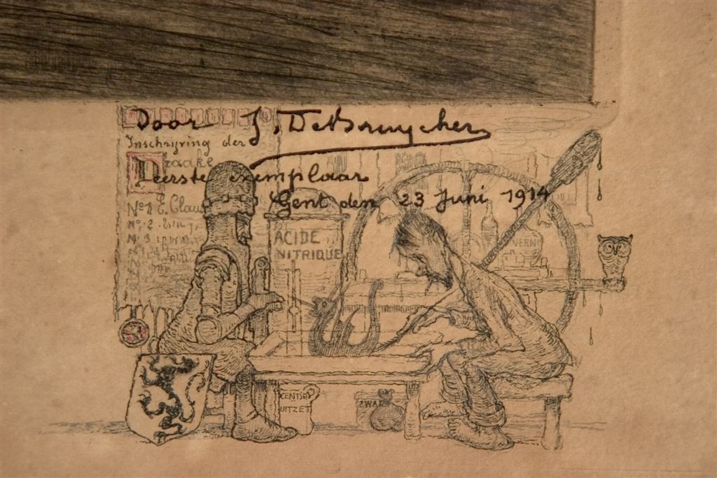 J.D.B. 057 C HET HIJSEN VAN DE DRAAK 23/06/1914
Huldetekening aan A. Van Campenhout op het eerste definitieve exemplaar 1/125
